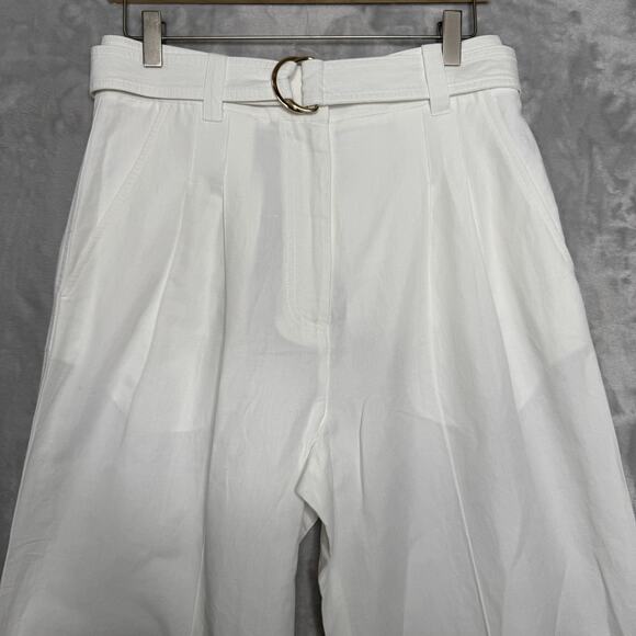 Ulla Johnson Pants Womens 6 White Kori High Rise Wide Leg Pleated Belted Linen - Picture 3 of 16